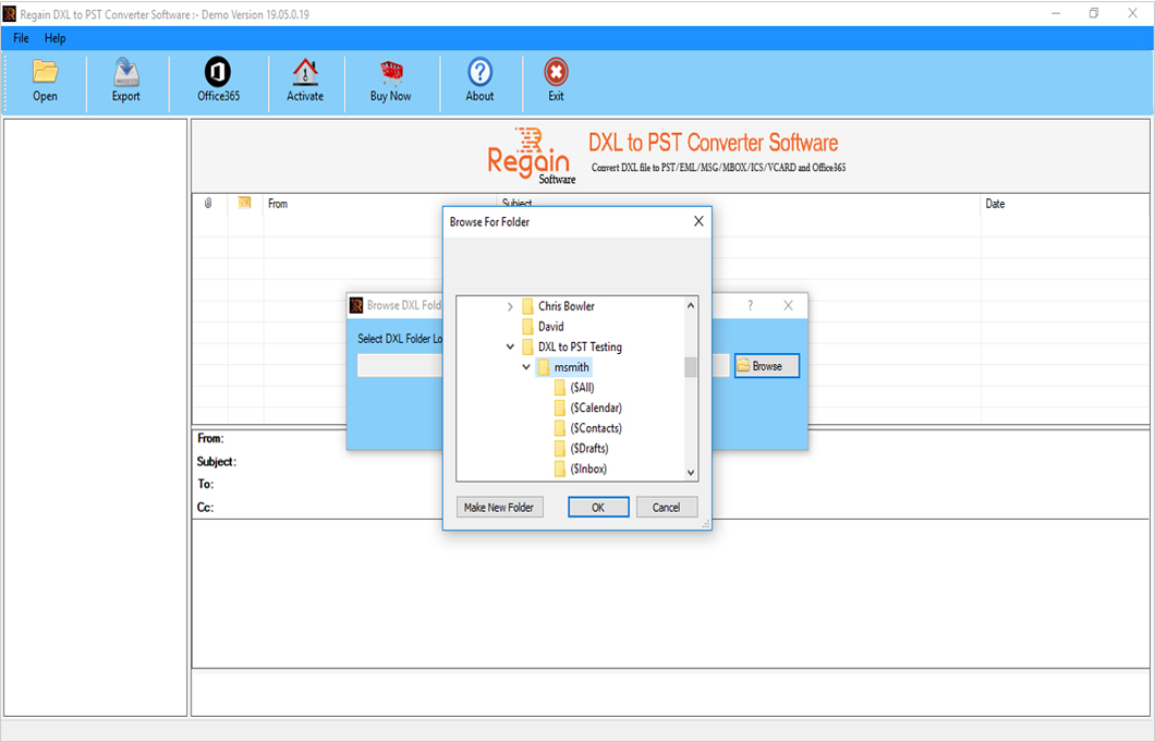 Browse and Select DXL file for scanning